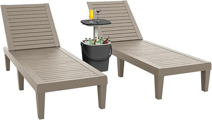Patio Lounge Chair & Outdoor Cocktail Table Set - Resin All-Weather Relaxation Combo for Poolside, Garden, or Backyard