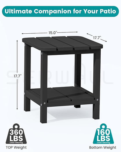 SERWALL Double Adirondack Side Set of 4, Table Rectangular End Table, Black