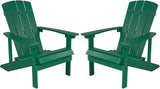 Flash Furniture Charlestown Poly Resin Adirondack Chair - Green - All Weather - Indoor/Outdoor - Set of 2 - Photo 1