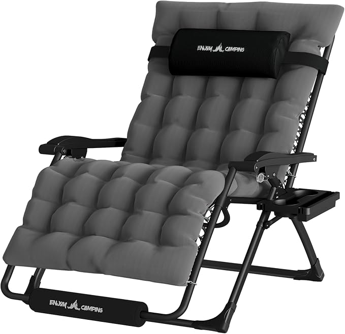 UDPATIO Oversized Zero Gravity Chair, 33In XXL Patio Reclining Chair with Cushion, Outdoor Folding Recliner with Pillows - Photo 1