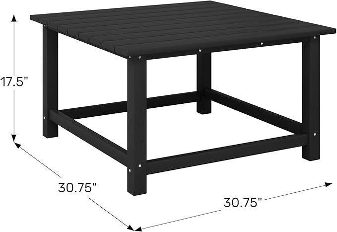 WestinTrends Malibu Low Outdoor HDPE Square Patio Coffee Table, Sand - Photo 2
