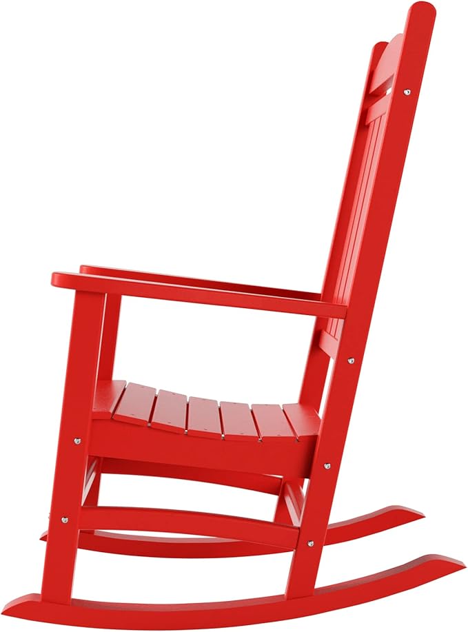 WestinTrends Malibu Malibu Outdoor Patio Poly Classic Porch Rocking Chair (Set of 4), Red
