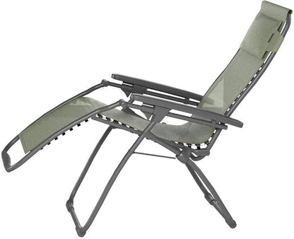 Lafuma Futura Series Patio and Poolside Zero Gravity Outdoor Lounge Recliner Chair with Adjustable and Removable Headrest, Moss Green