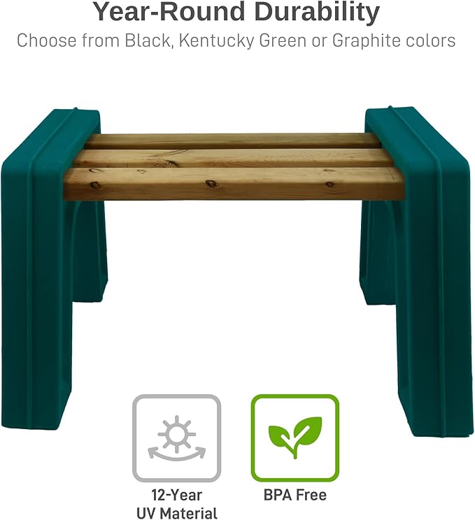 RTS Home Accents Custom Length Lightweight Indoor or Outdoor Backless Bench Ends, (Wood & Screws Sold Separately), Kentucky Green