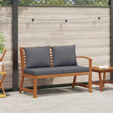 Dark Grey Solid Acacia Wood Garden Bench 45.1 Inch Durable Outdoor Seating for Patio and Balcony - Photo 2