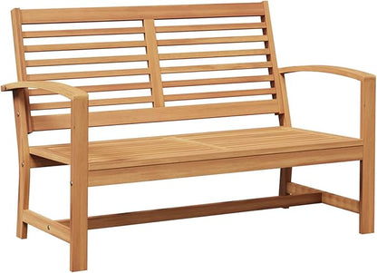 Garden Bench Natural Solid Teak Wood, 110 x 64 x 76.5 cm, Durable Outdoor Lounge Seating for Patio Furniture Sets Sectional Sofa