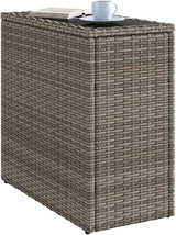 Grey and Black Garden Side Table with Tempered Glass Top, Adjustable Feet for Patio Balcony Terrace - Photo 4