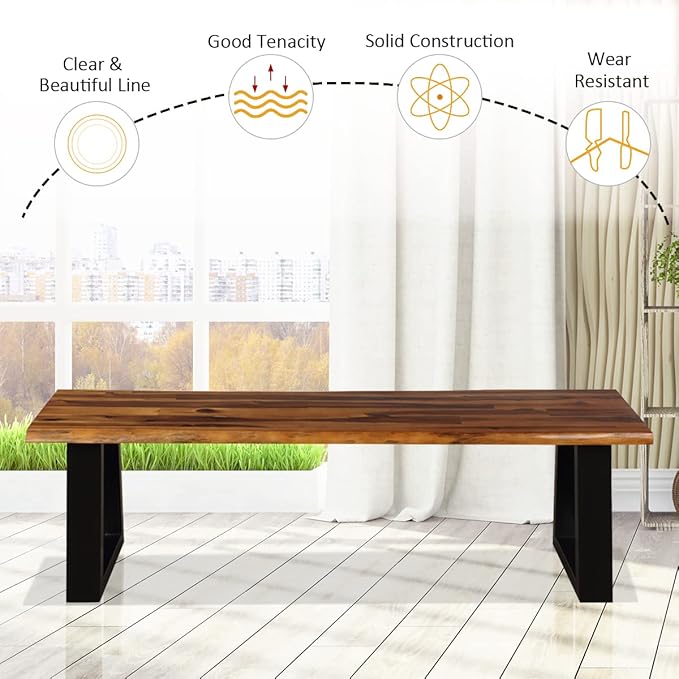 Giantex Set of 2 Wooden Dining Bench Seating Chair Rustic Indoor &Outdoor Furniture