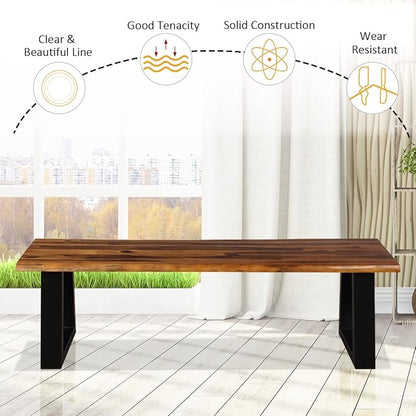 Giantex Set of 2 Wooden Dining Bench Seating Chair Rustic Indoor &Outdoor Furniture