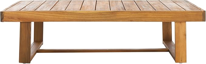SAFAVIEH Outdoor Collection Duncan Natural Brown Slatted Top Solid Wood Coffee Table - Photo 1