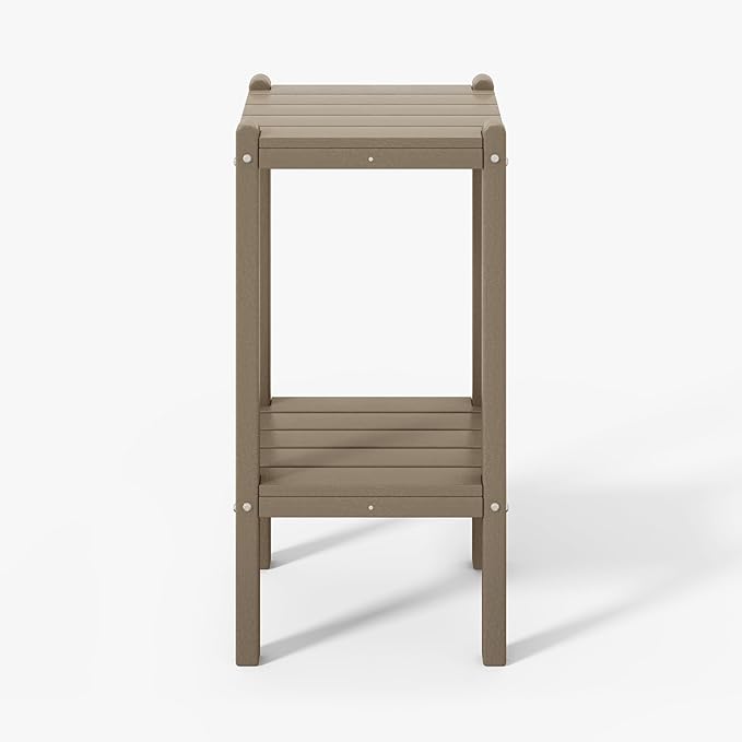 WestinTrends Malibu 36" Outdoor Adirondack HDPE 2-Tier Patio Side Table, Weathered Wood - Photo 1