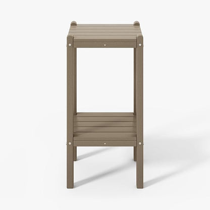 WestinTrends Malibu 36" Outdoor Adirondack HDPE 2-Tier Patio Side Table, Weathered Wood