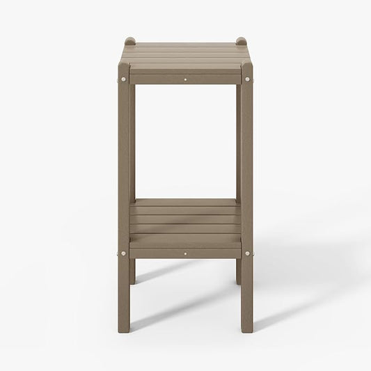 WestinTrends Malibu 36" Outdoor Adirondack HDPE 2-Tier Patio Side Table, Weathered Wood