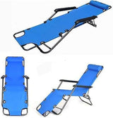 Outdoor Folding Reclining Beach Sun Patio Chaise Lounge Chair Pool Lawn Lounger (Blue-) - Photo 1