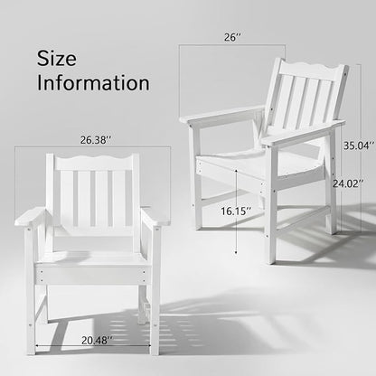 Stoog 3 Pieces All-Weather Patio Furniture Set, Include 2 Outdoor Chairs and 1 Outdoor Bench, White
