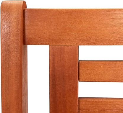 Brown Solid Eucalyptus Wood 2-Seater Garden Bench, Ergonomic Outdoor Patio Seating with Oiled Finish, Comfortable and Durable Furniture for Terrace or Balcony