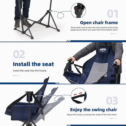 Portable Hammock Camping Chair with Adjustable Back, Folding Hammock Chair Supports 330lbs, Camping Swing Chair for Adults, Camping Hammock Chair for Lawn, Concerts, Backyard, Stargazer