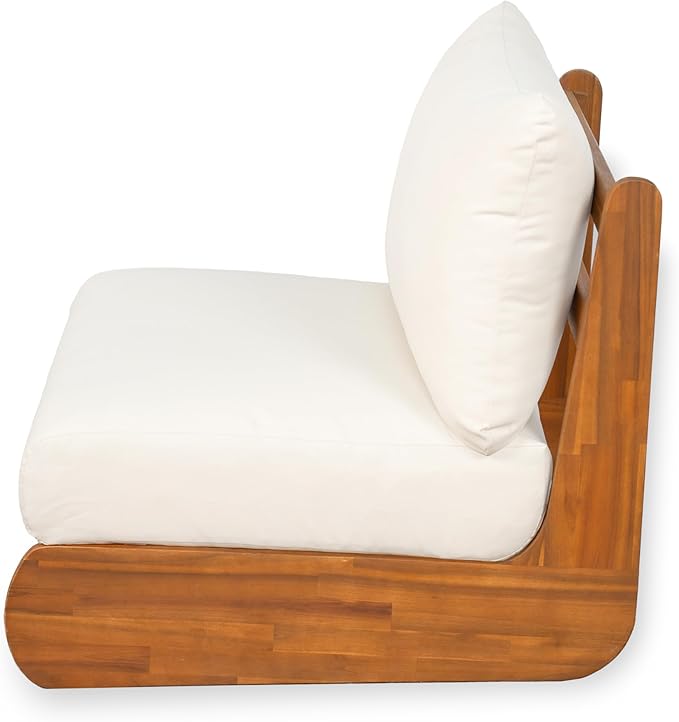 Christopher Knight Home Poppy Outdoor Club Chair with Water Resistant, Acacia Wood Lounge Chair Outdoor - Photo 5