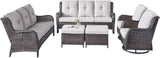 Rilyson Wicker Patio Furniture Set - 6 Piece Rattan Outdoor Sectional Conversation Sets with 2 Rocking Swivel Chairs - Photo 2