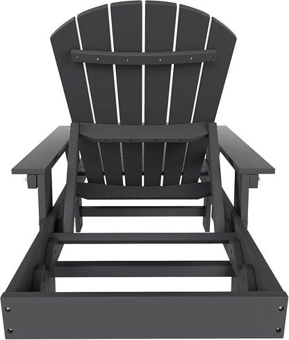 WestinTrends Dylan HDPE Outdoor Patio Poly Adirondack Reclining Chaise Lounge with Arms, Gray
