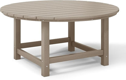 WestinTrends Dylan 5-Piece Outdoor Patio HDPE Adirondack Chair with Round Coffee Table Conversation Set, Weathered Wood