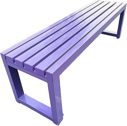 Metal Garden Bench, Outdoor Benches Weatherproof, 2-3 Person Park Patio Bench, Front Porch Backless Seat Chair, for Balcony Yard Entryway, Easy Assembly(Purple,100cm/39.3in)