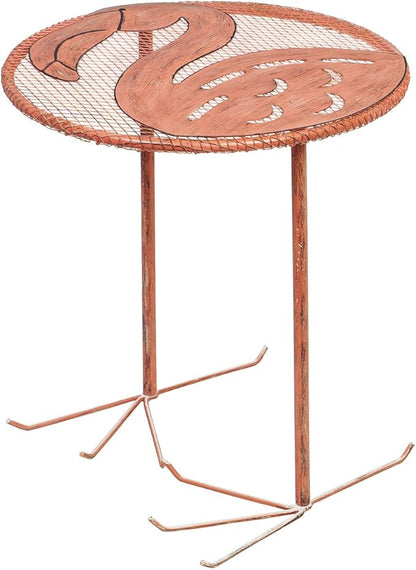 Cape Craftsmen Beautiful Springtime Brushed Metallic Flamingo Chair and Side Table, Set of 2-22 x 18 x 38 Inches Fade and Weather Resistant Decoration for Homes, Apartments, Yards and Gardens