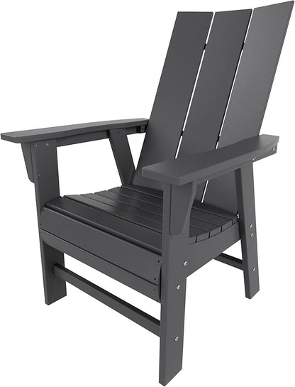 WO WESTIN OUTDOOR HDPE Shoreside Modern Curveback Adirondack Dining Chair,Gray
