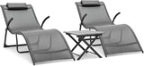 Magshion Outdoor Chaise Lounge Chair Set of 2 with Folding Side Table - Photo 1