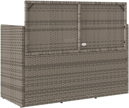 vidaXL Garden Bench Gray PE Rattan, Steel, Polyester Medium