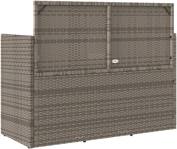 Patio Bench with Cushions Gray Poly Rattan Deck Bench Garden Bench Outdoor Bench Porch Bench for patios, Gardens, Decks - Photo 7