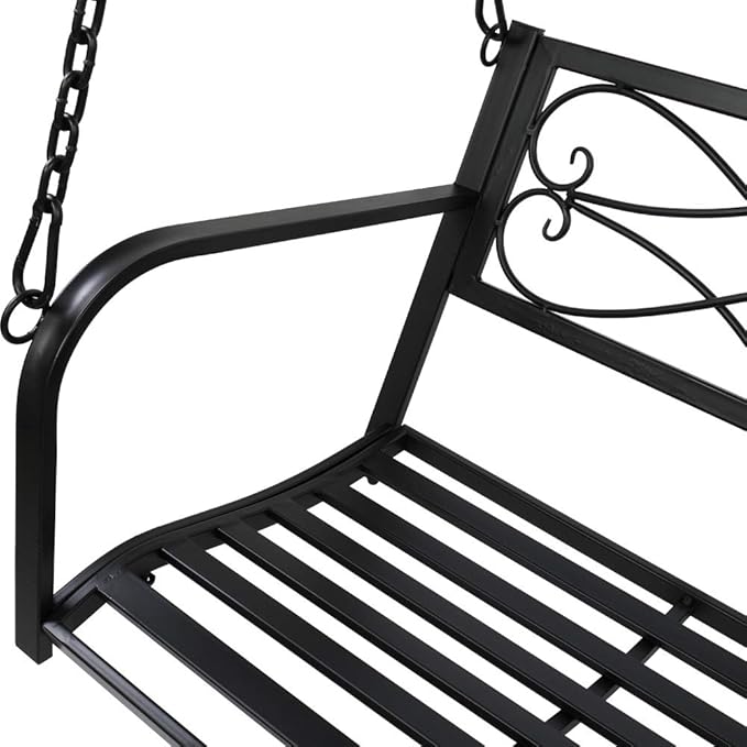 Double Metal Hanging Porch Patio Swing Chair Bench - Photo 7
