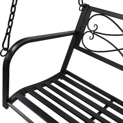 Double Metal Hanging Porch Patio Swing Chair Bench,Modern Furniture Relax Chairs 2 Person Hammock Swing Chair Seat for Outdoor Garden,Patio,Poolside (51.97 x 18.31 x 16.73 inch)
