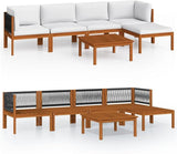 6-Piece Acacia Wood Modular Garden Lounge Set with Weather-Resistant Cushions, Corner Sofas, Coffee Table - Photo 2