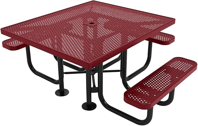 COATEDOUTDOORFURNITURE Heavy-Duty Portable ADA-Compliant Outdoor Picnic Table with Umbrella Hole - Photo 1