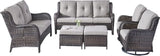 Rilyson Wicker Patio Furniture Set - 6 Piece Rattan Outdoor Sectional Conversation Sets with 2 Rocking Swivel Chairs - Photo 2