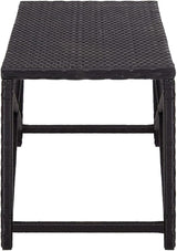 Bench Black Poly Rattan, Powder-Coated Steel Garden Bench Garden Seating for Courtyard 47.2 in Durable - Photo 3