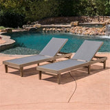 Christopher Knight Home Shiny Outdoor Wood Chaise Lounge (Set of 2), Grey Finish/Dark Grey Mesh - Photo 9