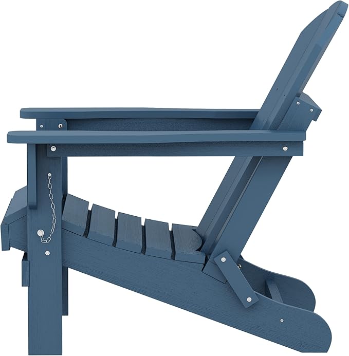 SERWALL Foldable Adirondack Chair Set of 2 for Patio Garden Outdoors Fire Pit-Blue - Photo 10