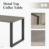 Belord Patio Coffee Table: Rectangular Heat Transfer Top Metal Outdoor Coffee Table with Storage - Photo 3