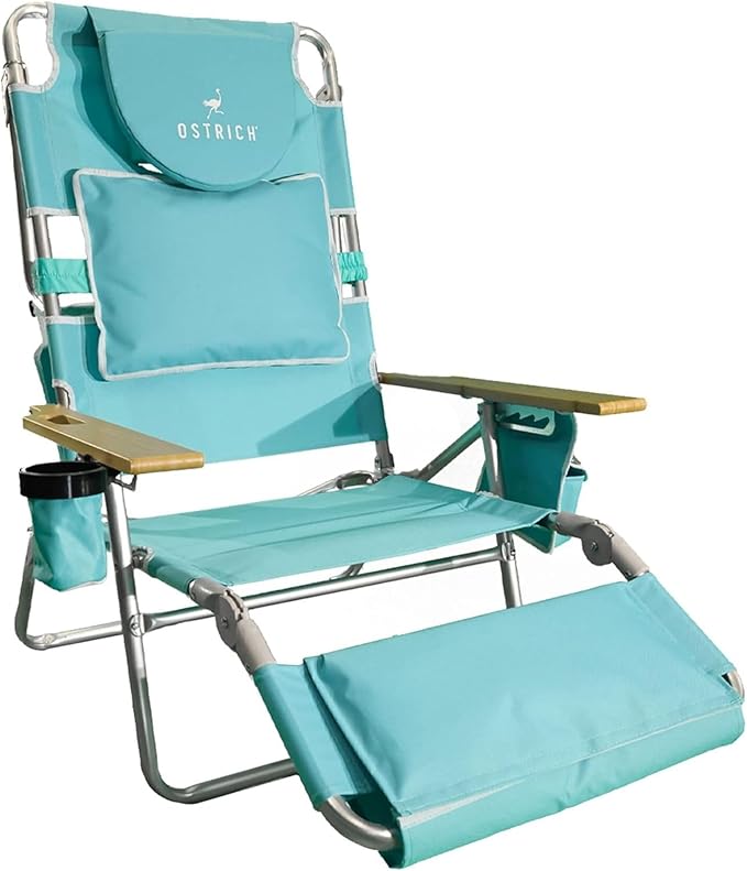 Ostrich the Deluxe 3N1 Lightweight Lawn Beach Reclining Lounge Chair with Footrest, Outdoor Furniture for Patio, Balcony - Photo 1