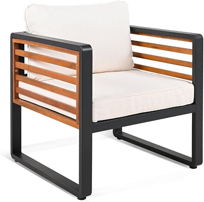 Large Size 4-Pieces Outdoor Furniture Sofa for 5 Person Conversation Set, Garden Sofa Set with Removable Cushion - Photo 8