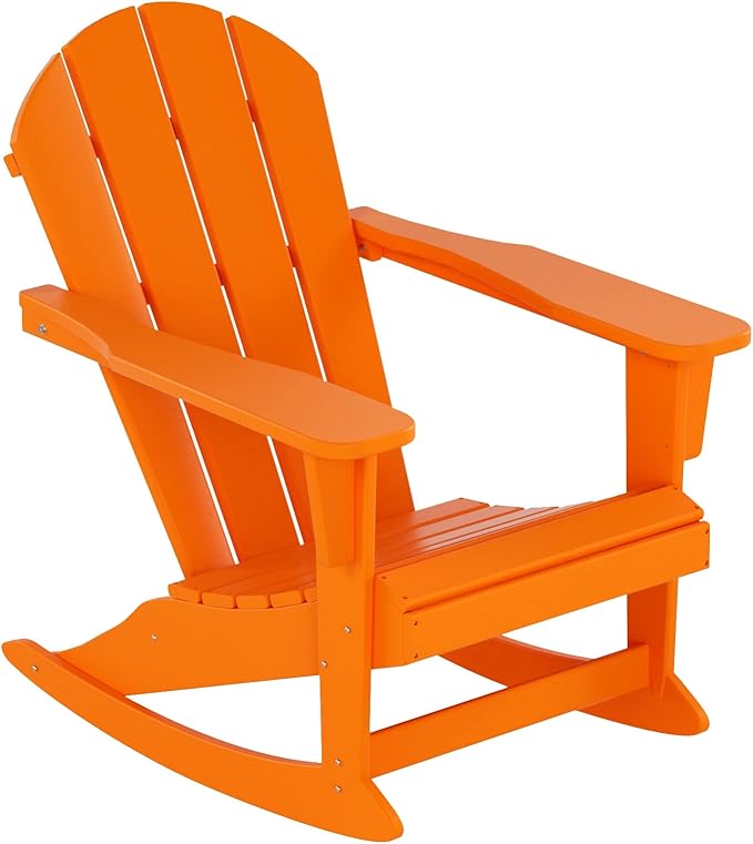 WestinTrends Malibu Outdoor Patio Porch Rocking Adirondack Chair (Set of 4), Orange