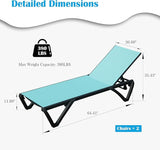 Domi Outdoor Lounge Chair Set of 2, Aluminum Patio Chaise Lounge with 5 Position Adjustable Backrest and Wheels - Photo 2