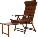 Bamboo Lounge Chair Folding Reclining Chair with Adjustable Backrest Folding Lounge Chairs with Cushion Max. Load - Photo 1