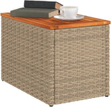 Set of 2 Outdoor Side Tables, Rectangular Patio End Table with Durable Synthetic Poly Rattan and Powder-Coated Steel - Photo 4