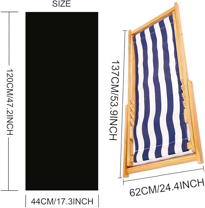 TBACW Patio Lounge Chair Replacement Canvas 47" L x 17" W - Beach Sling Chair Fabric - Photo 2
