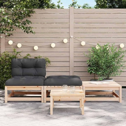 Modular Garden Armless Sofa with Adjustable Design and Removable Cushions for Outdoor Patio Seating in Rustic Pine Wood Finish