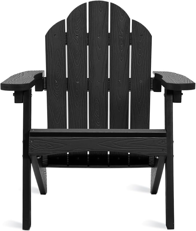 LUE BONA Kids Adirondack Chair, Black Poly Lumber Resin Chair, Toddler Adirondack Chair Weather Resistant, Kids Outdoor Patio Adirondack Lounge Chair for Balcony, Backyard, Preschool