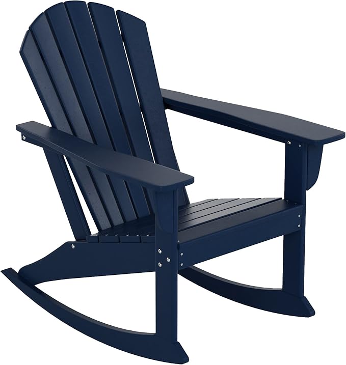WO WESTIN OUTDOOR HDPE Altura Outdoor Rocking Poly Adirondack Chair, Navy Blue